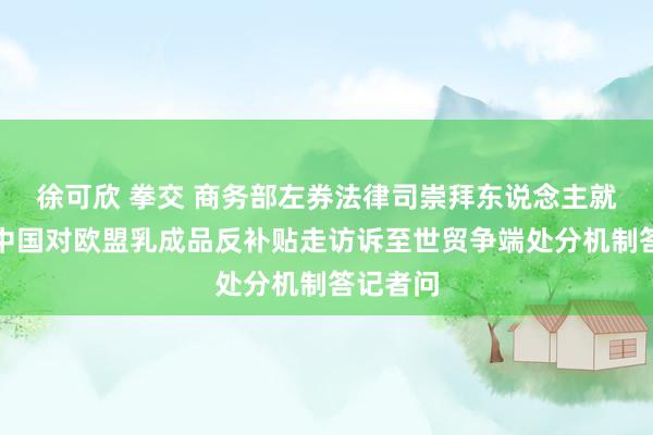 徐可欣 拳交 商务部左券法律司崇拜东说念主就欧盟将中国对欧盟乳成品反补贴走访诉至世贸争端处分机制答记者问