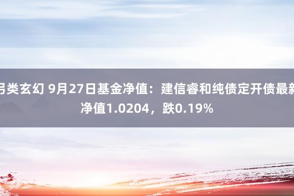 另类玄幻 9月27日基金净值：建信睿和纯债定开债最新净值1.0204，跌0.19%