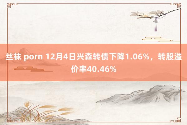 丝袜 porn 12月4日兴森转债下降1.06%，转股溢价率40.46%
