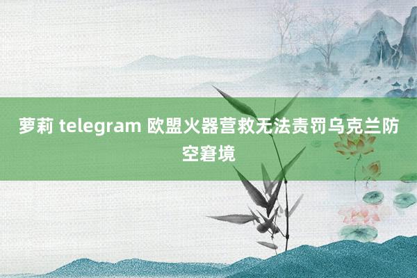 萝莉 telegram 欧盟火器营救无法责罚乌克兰防空窘境