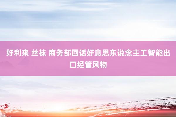 好利来 丝袜 商务部回话好意思东说念主工智能出口经管风物