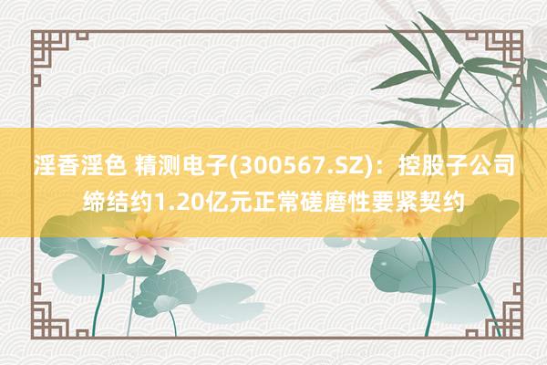 淫香淫色 精测电子(300567.SZ)：控股子公司缔结约1.20亿元正常磋磨性要紧契约