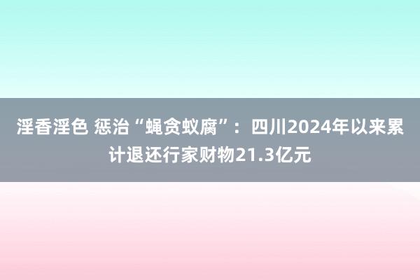 淫香淫色 惩治“蝇贪蚁腐”：四川2024年以来累计退还行家财物21.3亿元