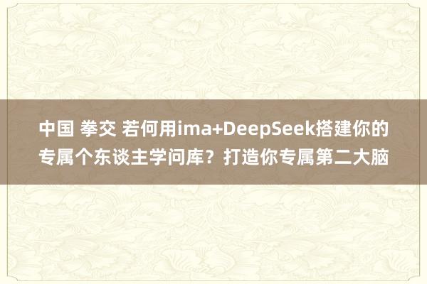 中国 拳交 若何用ima+DeepSeek搭建你的专属个东谈主学问库？打造你专属第二大脑