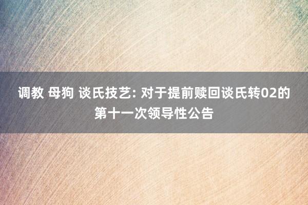 调教 母狗 谈氏技艺: 对于提前赎回谈氏转02的第十一次领导性公告