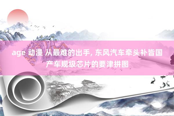 age 动漫 从最难的出手， 东风汽车牵头补皆国产车规级芯片的要津拼图