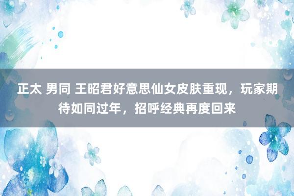 正太 男同 王昭君好意思仙女皮肤重现，玩家期待如同过年，招呼经典再度回来