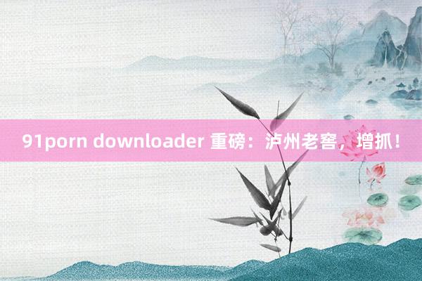 91porn downloader 重磅：泸州老窖，增抓！