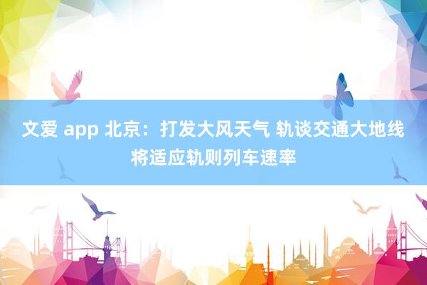 文爱 app 北京：打发大风天气 轨谈交通大地线将适应轨则列车速率