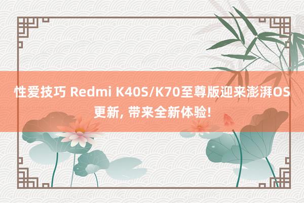 性爱技巧 Redmi K40S/K70至尊版迎来澎湃OS更新， 带来全新体验!