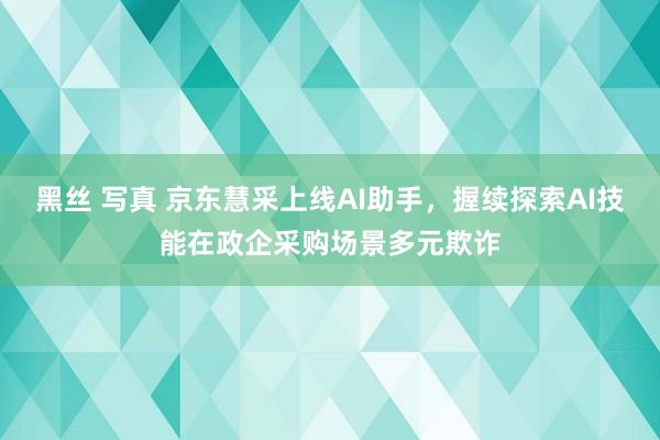 黑丝 写真 京东慧采上线AI助手，握续探索AI技能在政企采购场景多元欺诈