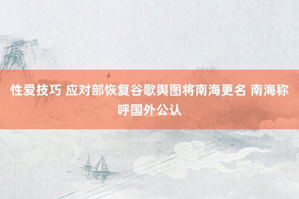 性爱技巧 应对部恢复谷歌舆图将南海更名 南海称呼国外公认
