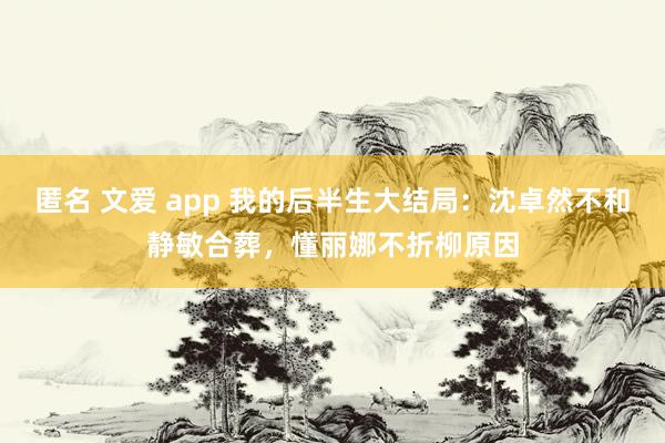 匿名 文爱 app 我的后半生大结局：沈卓然不和静敏合葬，懂丽娜不折柳原因