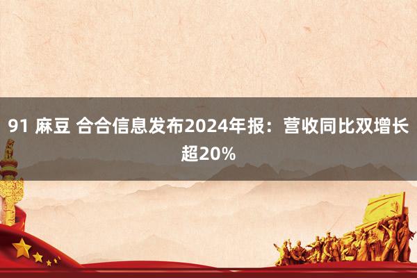 91 麻豆 合合信息发布2024年报：营收同比双增长超20%