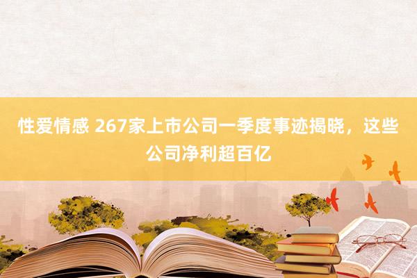 性爱情感 267家上市公司一季度事迹揭晓，这些公司净利超百亿