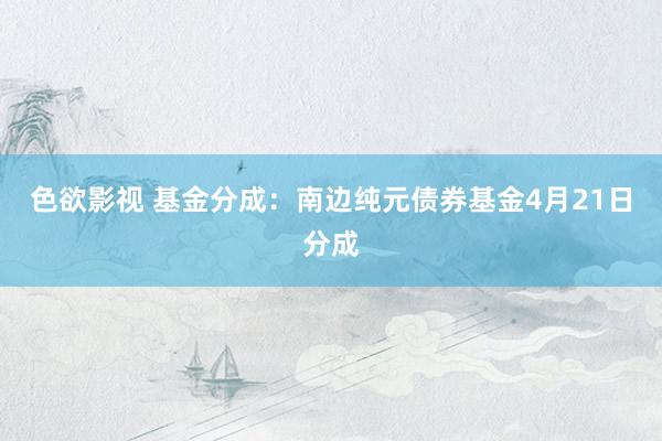 色欲影视 基金分成：南边纯元债券基金4月21日分成