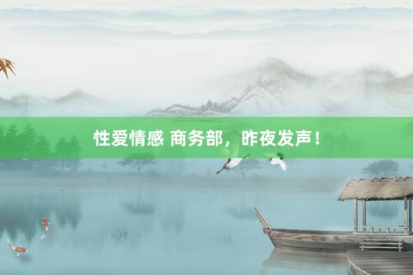 性爱情感 商务部，昨夜发声！