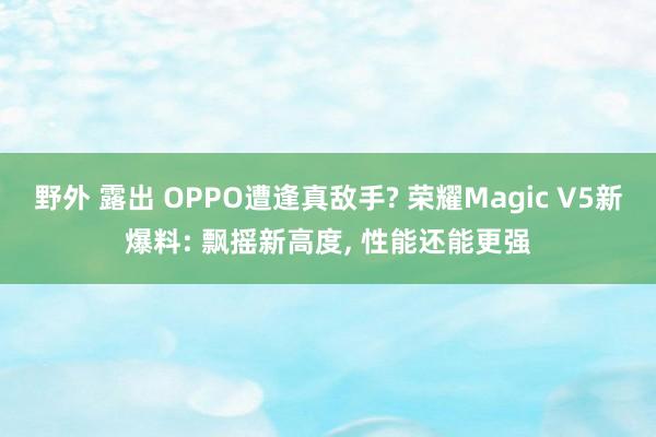 野外 露出 OPPO遭逢真敌手? 荣耀Magic V5新爆料: 飘摇新高度， 性能还能更强