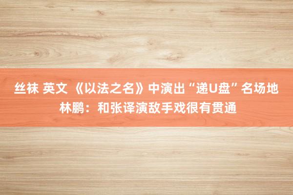 丝袜 英文 《以法之名》中演出“递U盘”名场地 林鹏：和张译演敌手戏很有贯通